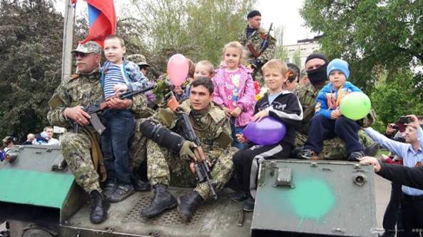 Pro-Russian Separatists Ukrainians Protecting Their Children